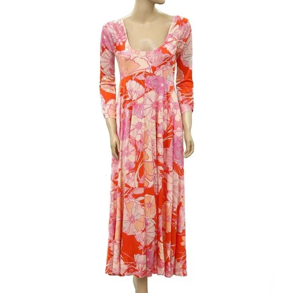 Free People First Date Retro Sexy Maxi Dress M - Picture 4 of 7